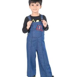 Budding Bees Kids Blue Solid Dungaree-image-22