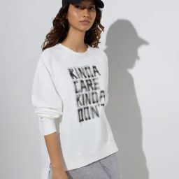 Nuon by Westside White Text Design Cotton Sweatshirt-image-62