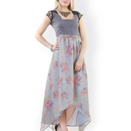 Belle Fille Grey Floral Print Dress-image-38