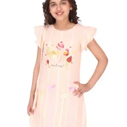 Cutecumber Kids Peach Printed Dress with Sling Bag-picture-16