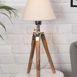 Homesake 'Modern' White & Brown Wood Table Lamp with Base - Set of 1-37