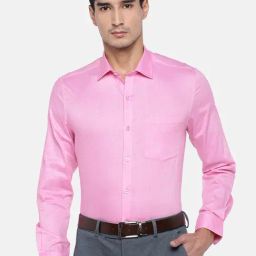 Turtle Pink Slim Fit Cotton Shirt-image-55