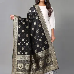 Satrani Black Woven Pattern Dupatta-image-27