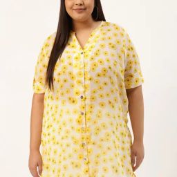 theRebelinme Yellow & Off White Floral Print Shirt-image-7