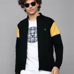 Men Black Stylized Neck Full Sleeves Casual Sweatshirt-44