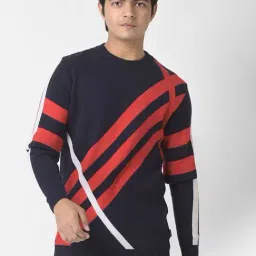 Crimsoune Club Kids Navy & Red Printed Full Sleeves Sweater-picture-28
