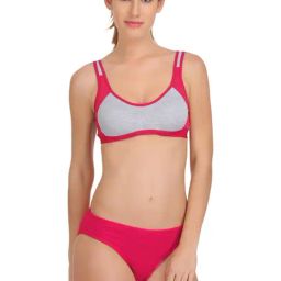 AROUSY Pink Cotton Bra Panty Set-image-24
