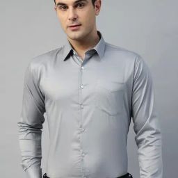 Hancock Grey Slim Fit Solid Shirt-image-138