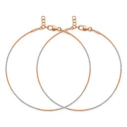 Zavya 925 Sterling Silver Sleek Dual Tone Twist Rose Gold and Rhodium Plated Anklet Pair for Women-picture-8