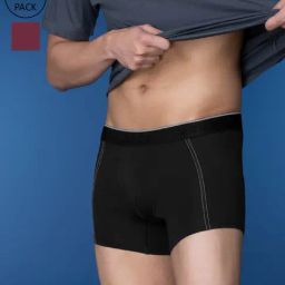 XYXX Pitch Black & Bold Burgundy Cotton Regular Fit Trunks - Pack Of 2-picture-11