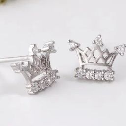 GIVA 92.5 Sterling Silver Sparkling Crown Earrings for Women-picture-10