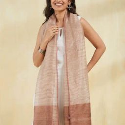 Fabindia Cinnamon Silk Hand Woven Stole-12
