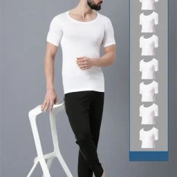 Force NXT White Cotton Regular Fit Vest - Pack Of 8-image-30