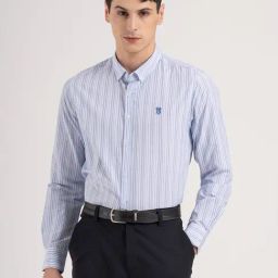 Red Tape Light Blue Striped Loose Fit Shirt-picture-3