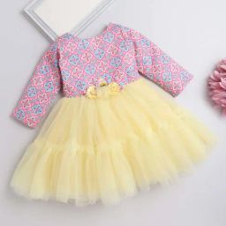 The Magic Wand Kids Pink & Yellow Printed Dress-image-96