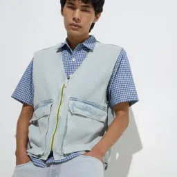 Nuon by Westside Blue Relaxed-Fit Denim Jacket-image-91