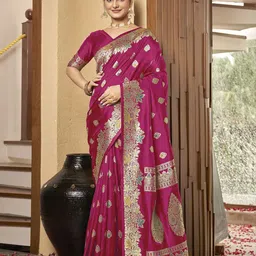 SAREETHNIC Woven Design Zari Pure Silk Banarasi Saree-32