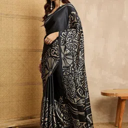 all about you Abstract Printed Satin Saree-image-56