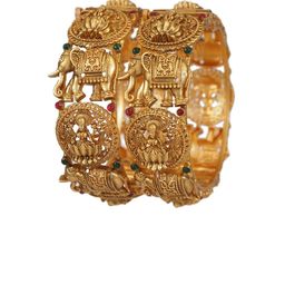 Anouk Set Of 2 Gold-Plated Stone Studded Temple Bangles image 2