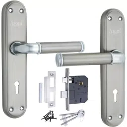 Atom Iron, Stainless Steel, Brass Multicolor Door Handle Lock Set, FloraLegend-2-9