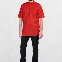 SHIWAM ETHNIX Men Red Solid Short Kurta-picture-52