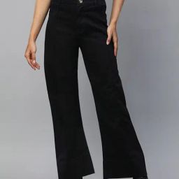 London Rag Black Cotton Relaxed Fit High Rise Pants-image-51