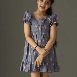 KidsDew Kids Grey Cotton Floral Print Dress-image-62