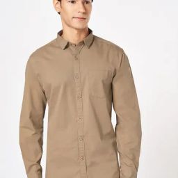 Byford By Pantaloons Beige Cotton Slim Fit Shirt-image-67