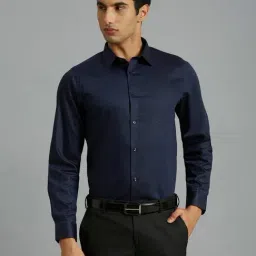 Reid & Taylor Blue Cotton Slim fit Solid Shirt-picture-15