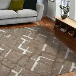 Obsessions Light Brown Diamond Shaggy Carpet - Large-30