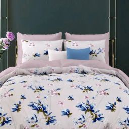 Living Roots Floral White 300 TC Cotton Bedsheet with 2 Pillow Covers-12