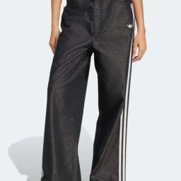 Adidas Originals Black Loose Fit Striped Trackpants-picture-13