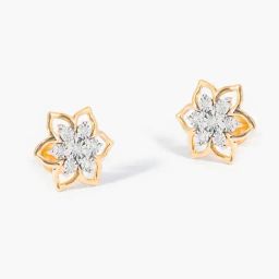 P.N.Gadgil Jewellers 14k Yellow Gold Diverse Floret Diamond Stud Earrings-image-76