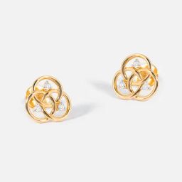 P.N.Gadgil Jewellers 14k Yellow Gold Circle Fusion Diamond Stud Earrings-image-11