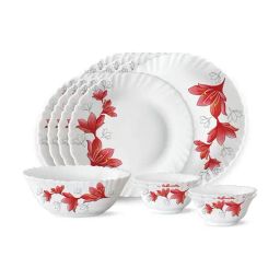 Borosil Ruby White Opalware Dinner Set - 13 Pieces-12