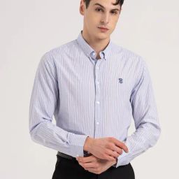 Red Tape Blue Striped Loose Fit Shirt-picture-2