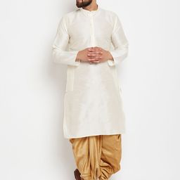 SOJANYA Men Off-White Solid Straight Kurta-image-53