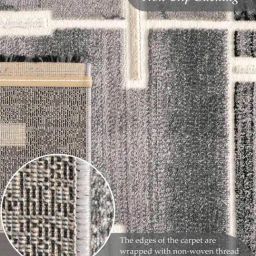 Obsessions Dark Grey Polypropylene Abstract Carpet - Large image 3
