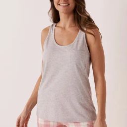 La Vie En Rose Grey Cotton Scoop Neck Camisole-image-17