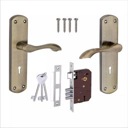 DiSS NA-10 203.2 mm (8 Inch) Brass Antique Finish Door Handle Set With Lock-40