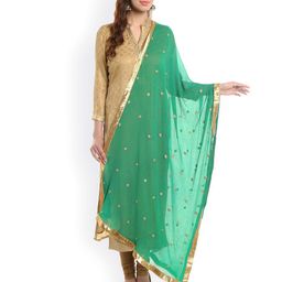 Dupatta Bazaar Green & Gold-Toned Embroidered Dupatta-picture-57