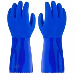 Swavind Safety Hand Gloves High-Quality PVC 36 cm (14 inch Pair) Length Blue Free Size (Pack of 600 Pair)-picture-16