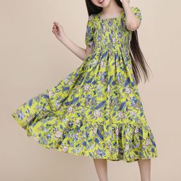 DEKLOOK Girls Puff Sleeve Crepe Fit & Flare Dress-picture-36