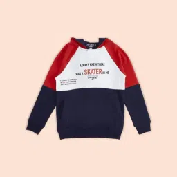 Pantaloons Junior Red & Navy Cotton Printed Full Sleeves Sweatshirt-picture-0