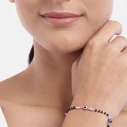 Zavya 92.5 Sterling Silver Evil Eye Bracelet in Rhodium-Plating-image-52