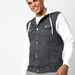 Campus Sutra Charcoal Cotton Regular Fit Denim Jacket-14