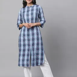 Aurelia Blue Woven Pattern Straight Kurta-image-60