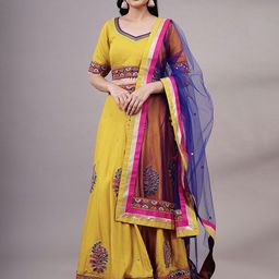 Utsav Fashion Embroidered Thread Work Shibori Ready to Wear Lehenga & Blouse With Dupatta-image-28