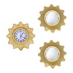 Aura Gold-Toned & White Textured Vintage Wall Clock-image-76