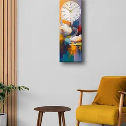OLIVE TREE Blue & Yellow Printed Rectangle Wooden Contemporary Wall Clock-11